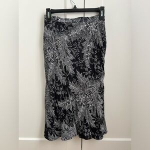 Anthropologie Satin Midi Floral Pattern Skirt Size 00P